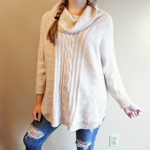 new directions Sweaters - OATMEAL SOFT COWL NECK SWEATER